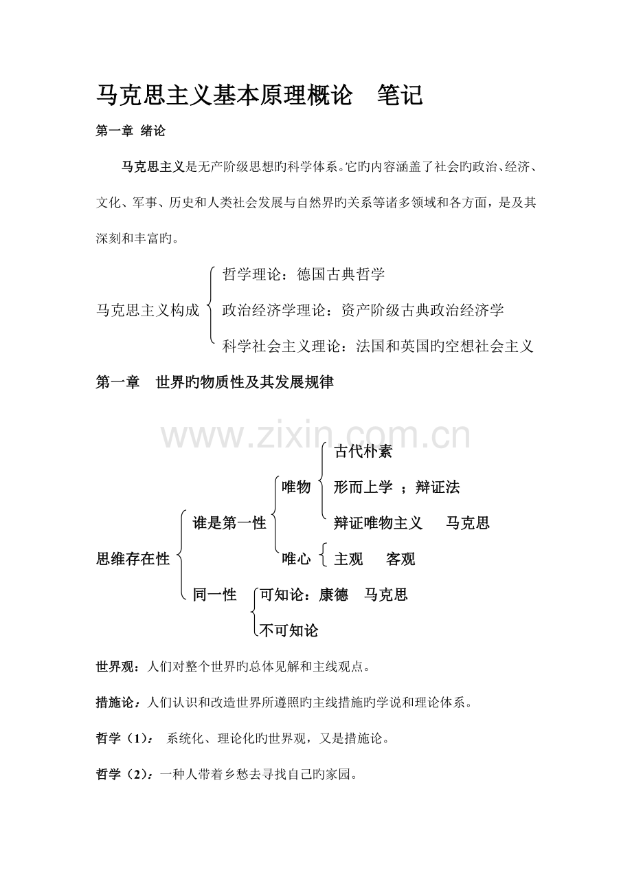 2023年马克思主义基本原理概论笔记完整版.doc_第1页