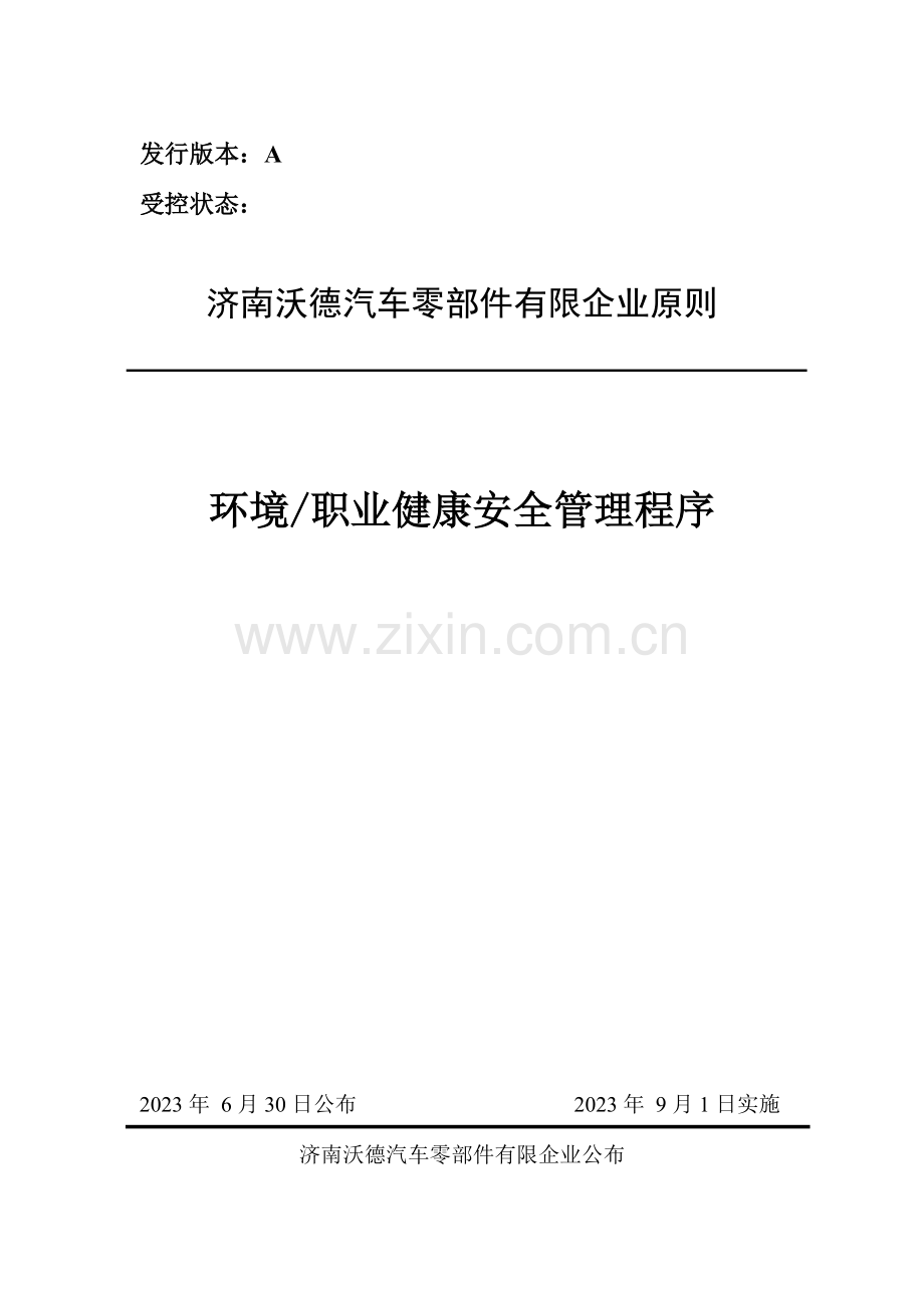 汽车零部件公司各类管理程序手册.doc_第1页