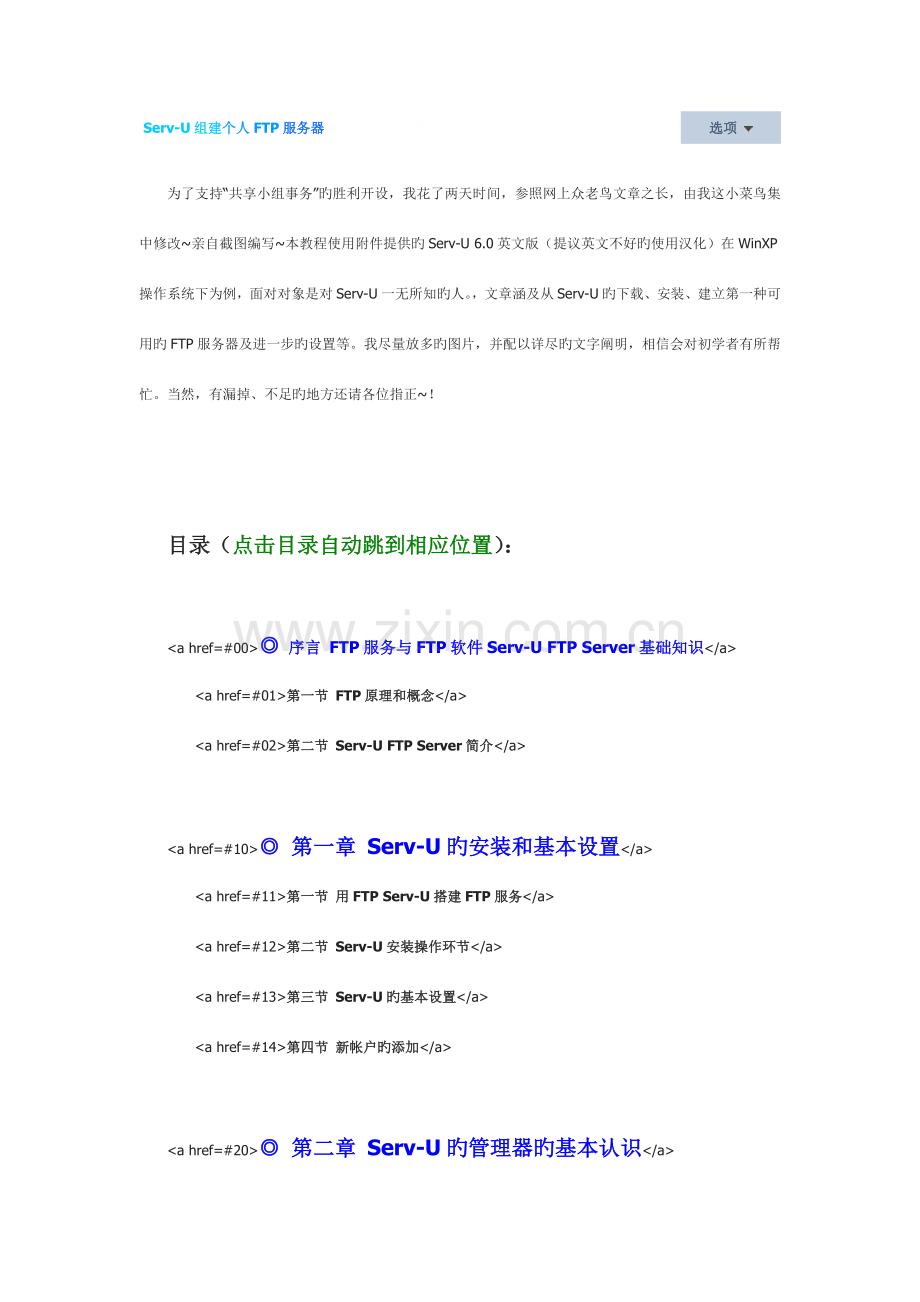 Serv-U组建个人完全图解教程FTP架设、端口映射、动态域名申请-选项.doc_第1页
