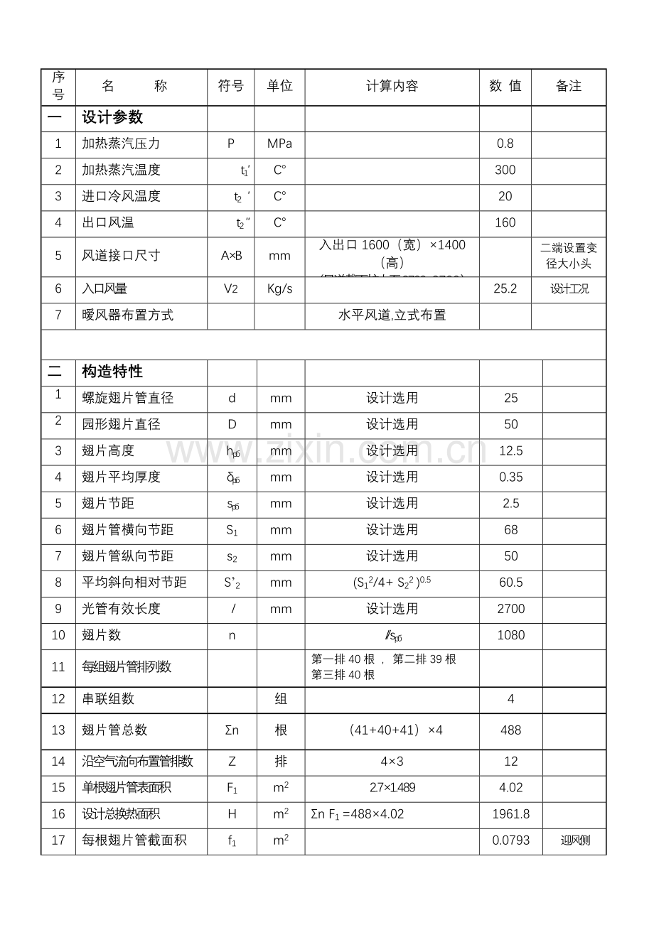 蒸汽加热器热力计算书.doc_第1页