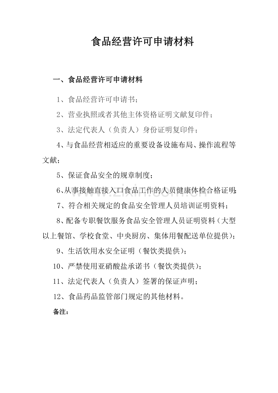 食品经营许可申请材料.doc_第1页