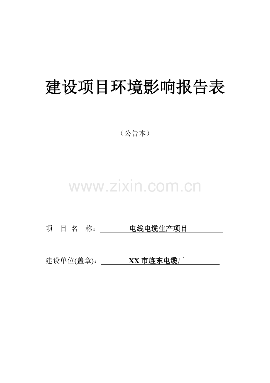 电缆厂电线电缆生产项目环境影响报告表.doc_第1页