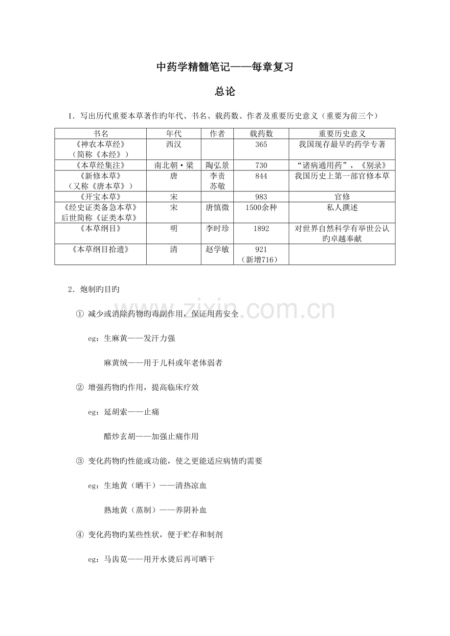 2023年中药学精华笔记每章复习.doc_第1页