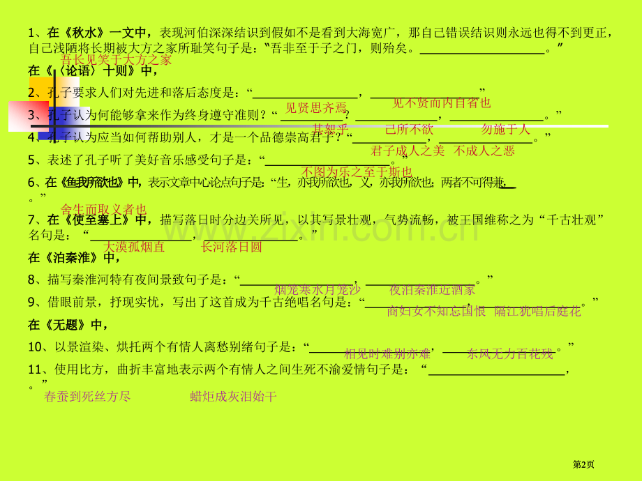 语文版九年级上期古诗文理解背诵市公开课金奖市赛课一等奖课件.pptx_第2页