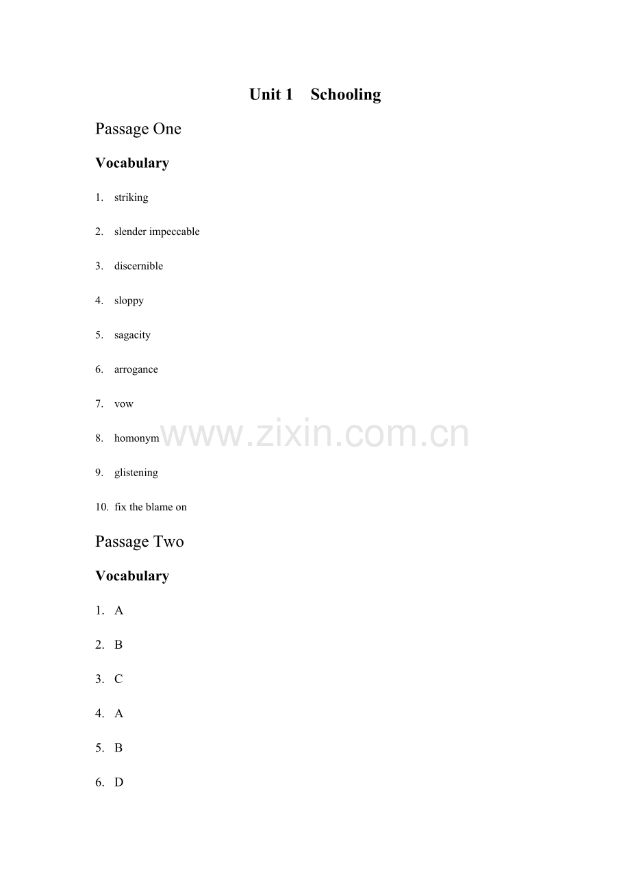 武汉理工大学研究生英语教材课后答案.doc_第1页