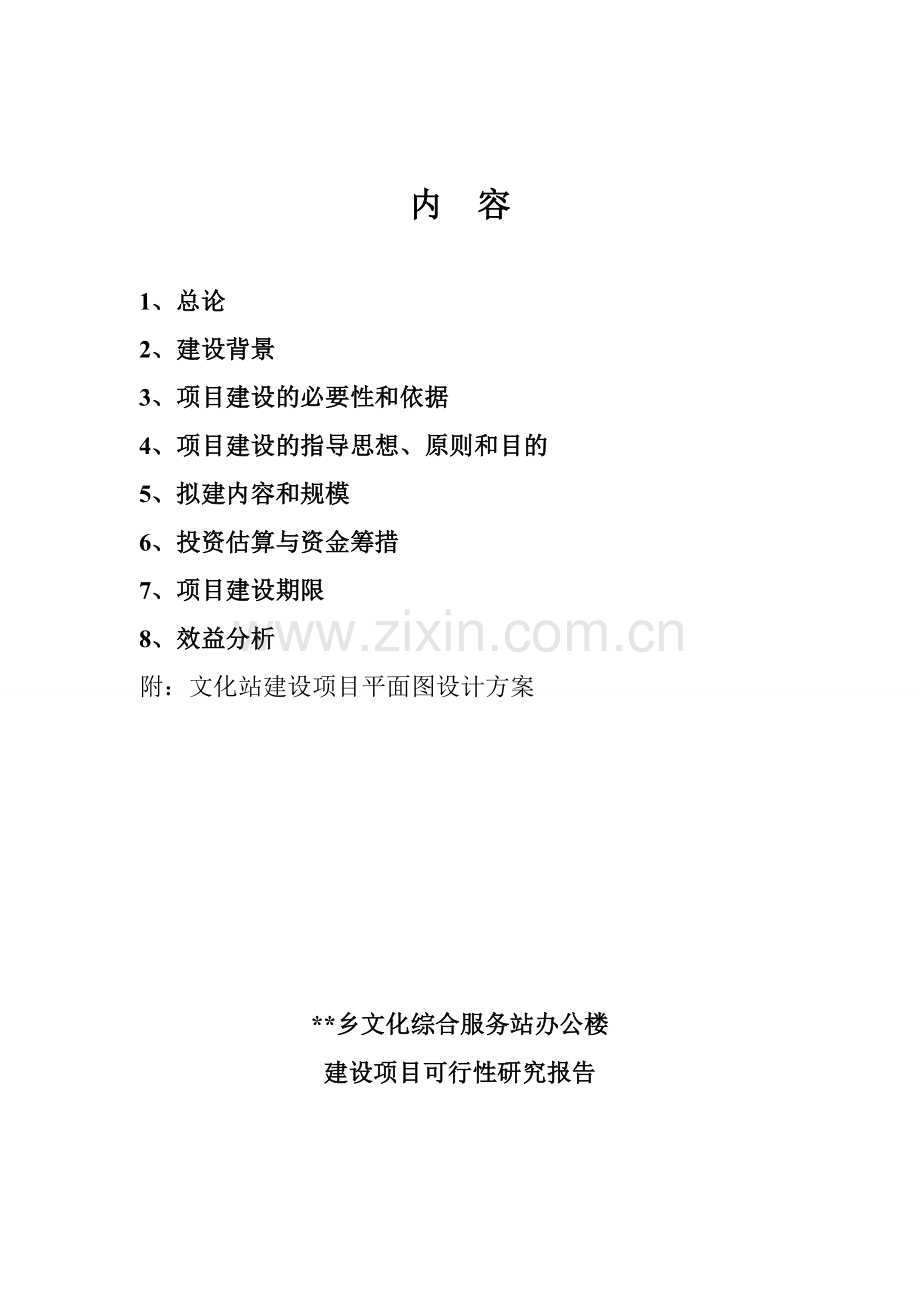 乡文化站建设项目可行性研究报告.doc_第1页