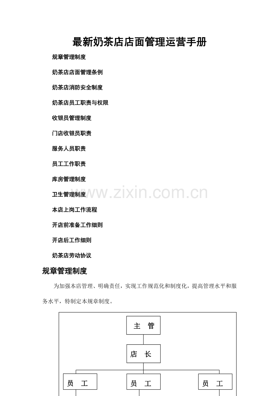 奶茶店店面管理运营手册附奶茶店劳动合同.doc_第1页
