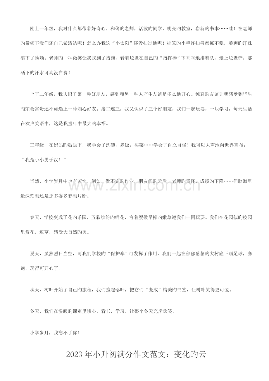 2023年小升初满分作文优质资料.docx_第2页