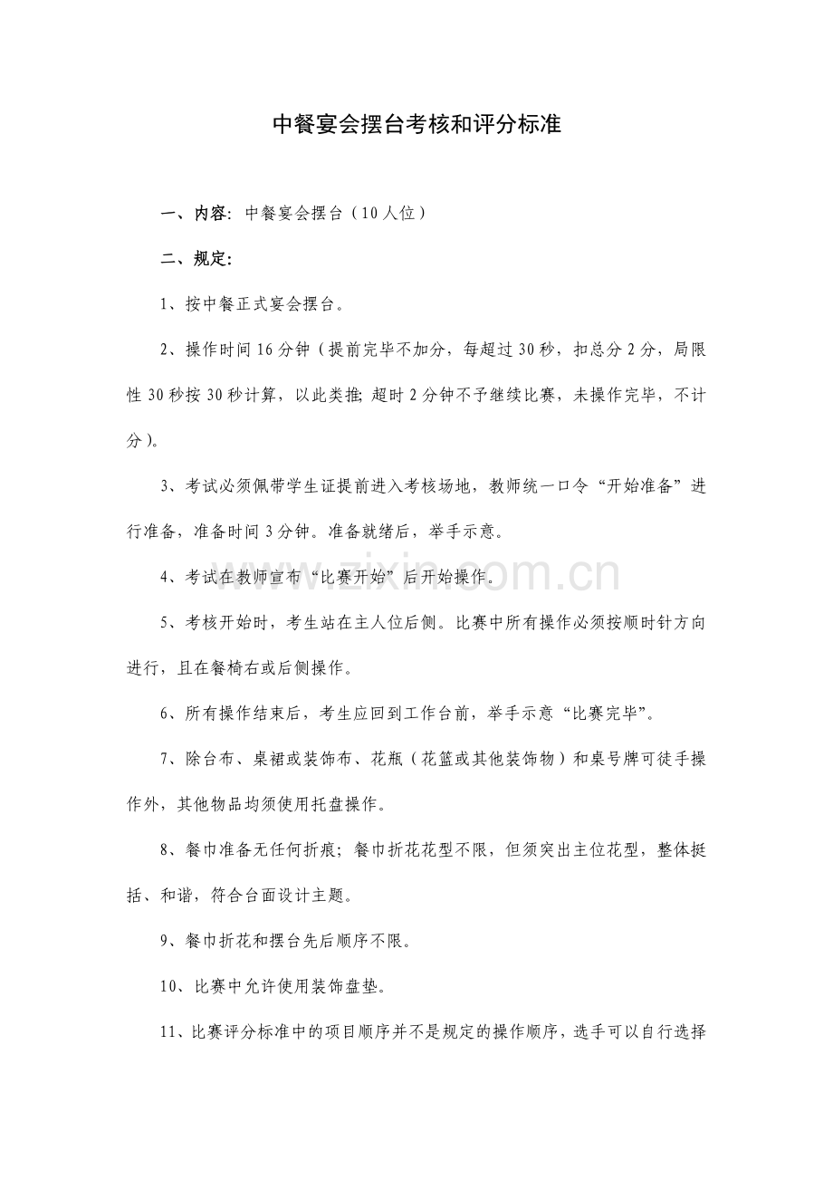 中西餐宴会摆台考核和评分标准.doc_第1页