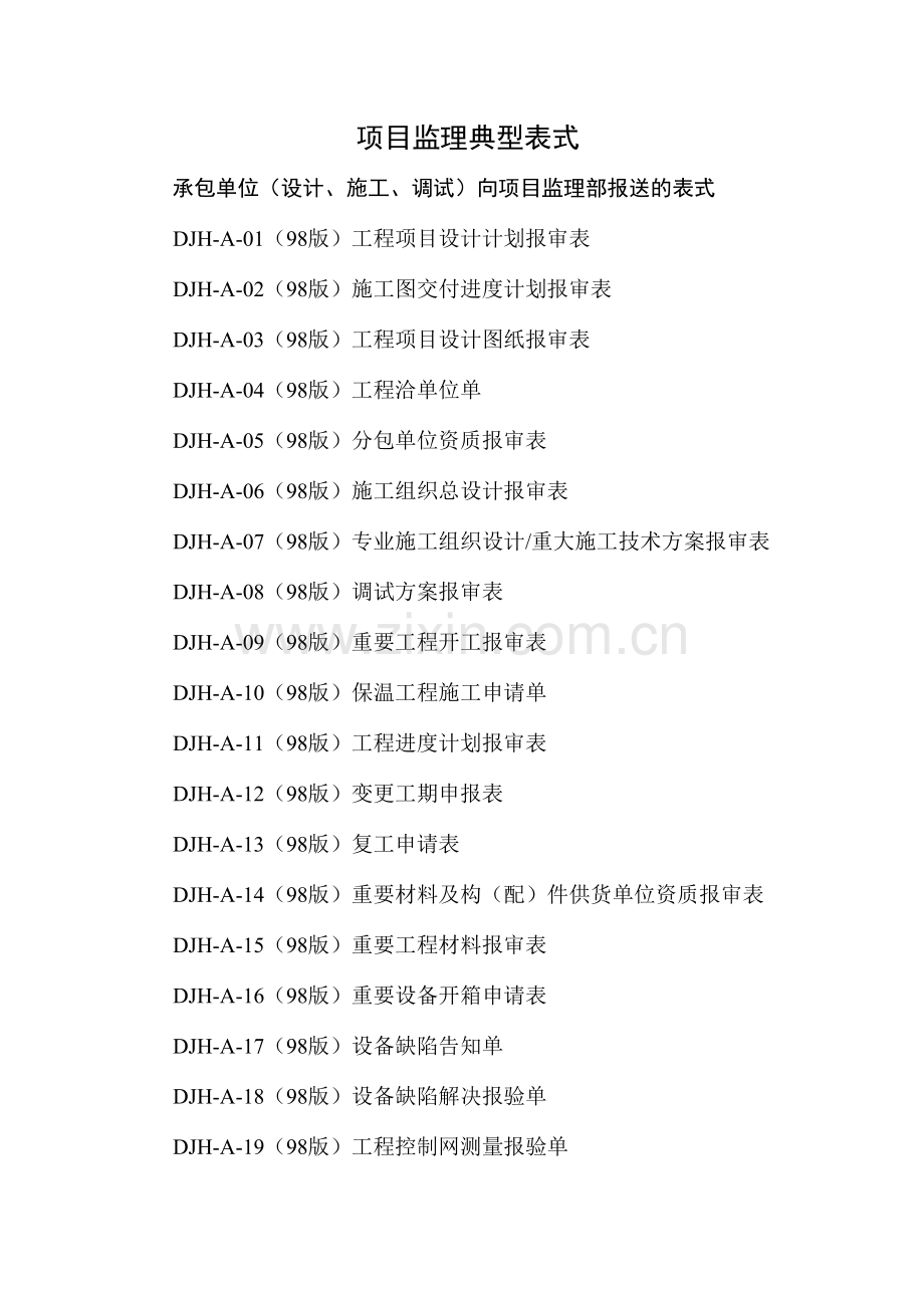 工程分包工程总承包各方常用表格全.doc_第1页
