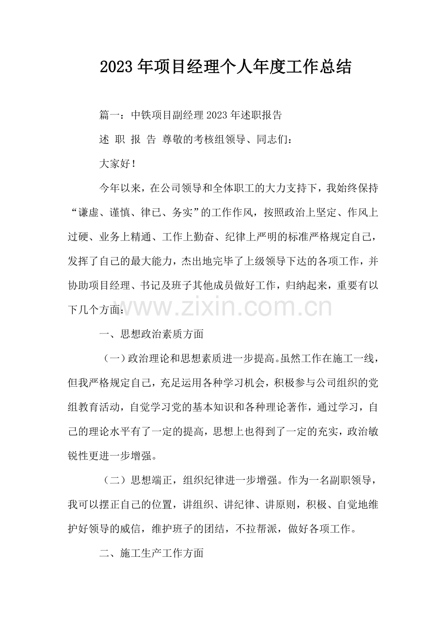 项目经理个人年度工作总结.doc_第1页