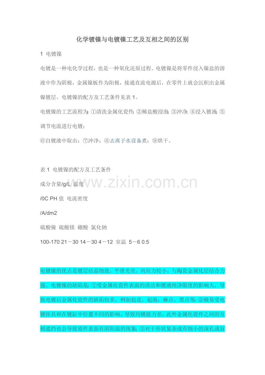 化学镀镍与电镀镍工艺及相互之间的区别.doc_第1页