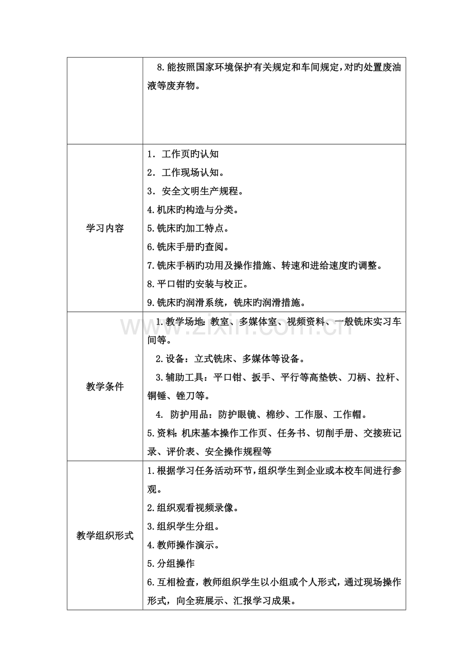 零件的普通铣床加工学习任务设计方案.doc_第2页