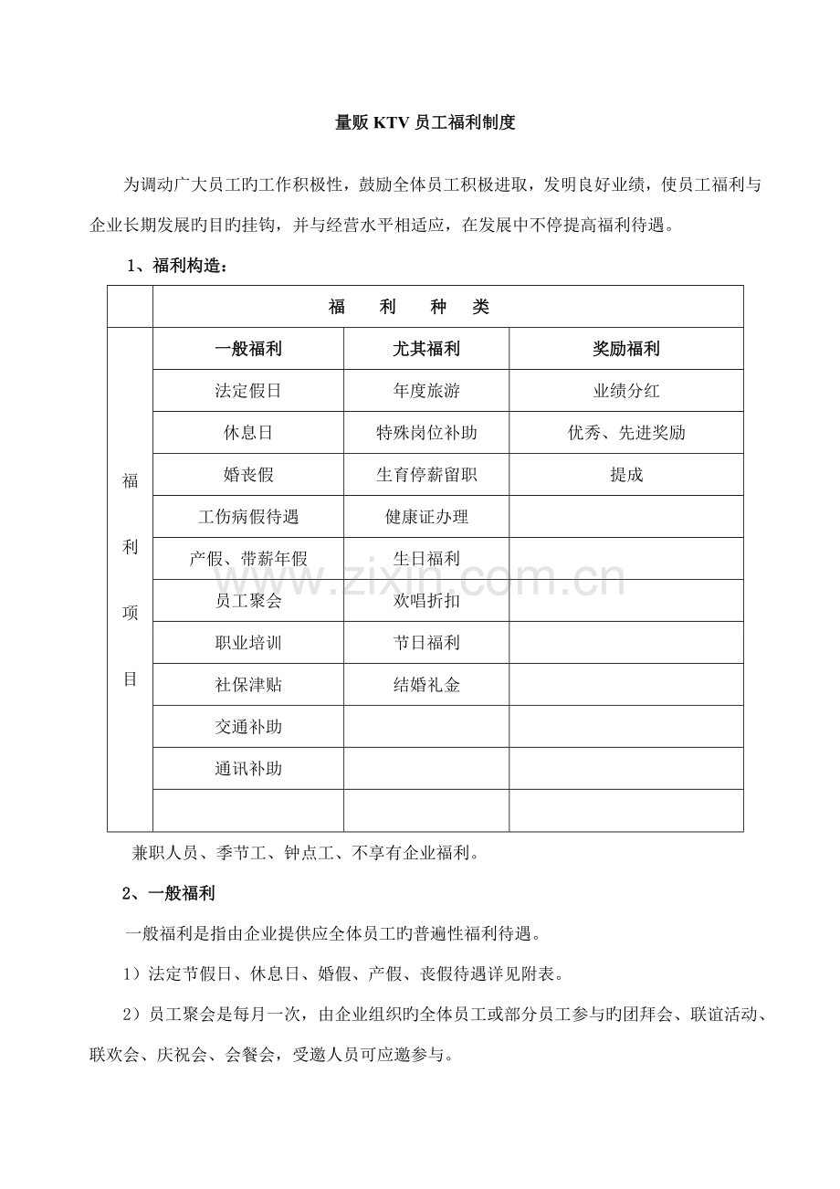 量贩KTV员工福利制度.doc_第1页