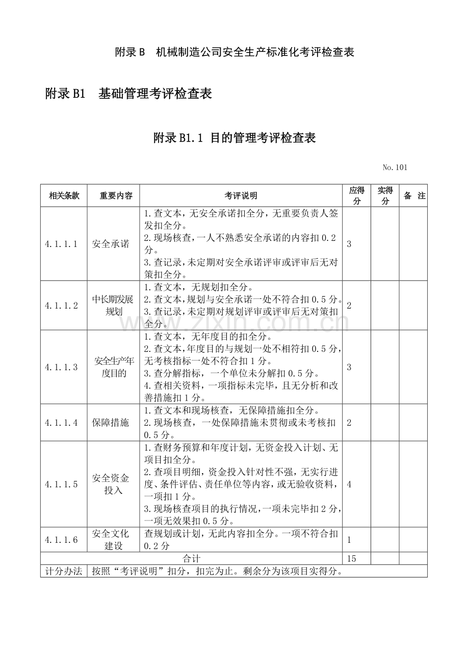 机械制造企业安全生产标准化考评检查表.doc_第1页