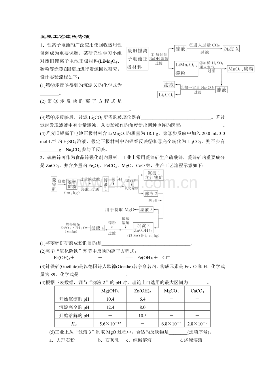 无机工艺流程专题.doc_第1页
