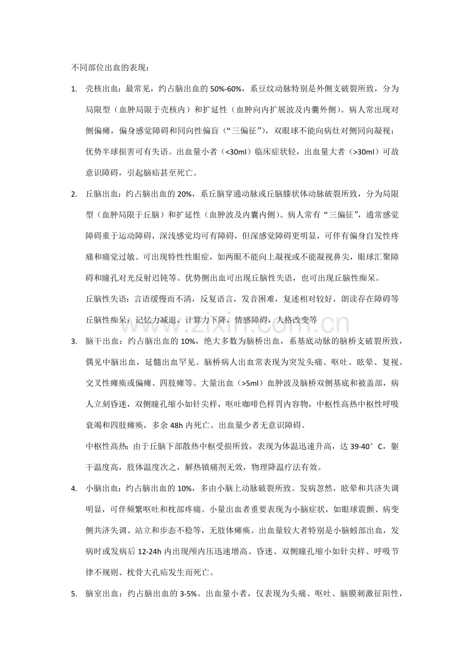 不同部位出血的表现.doc_第1页