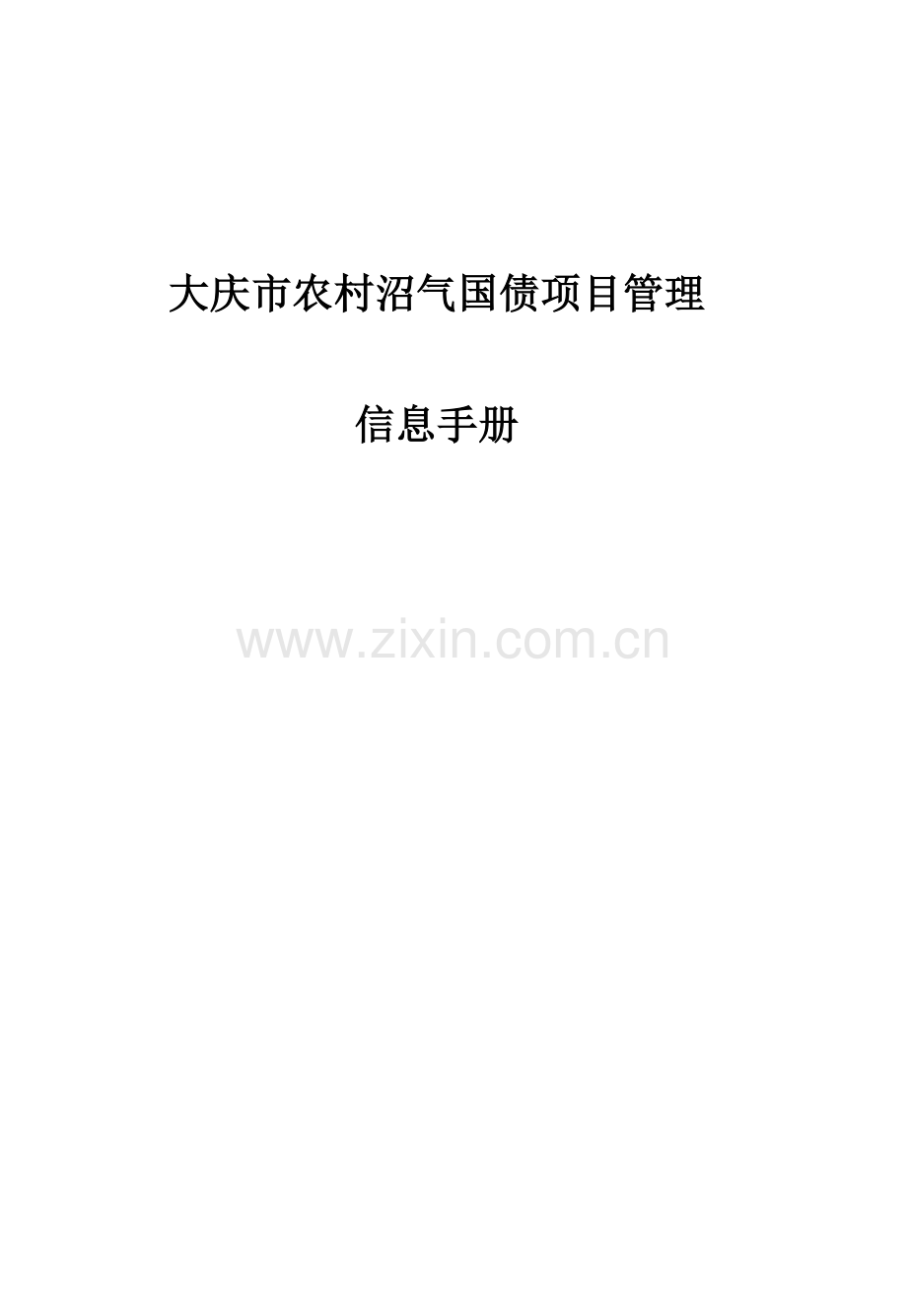大庆市农村沼气国债项目管理信息手册.doc_第1页