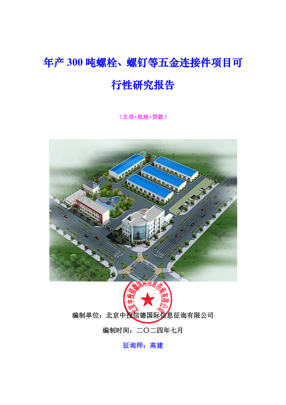 年产300吨螺栓、螺钉等五金连接件项目可行性研究报告.doc_第1页