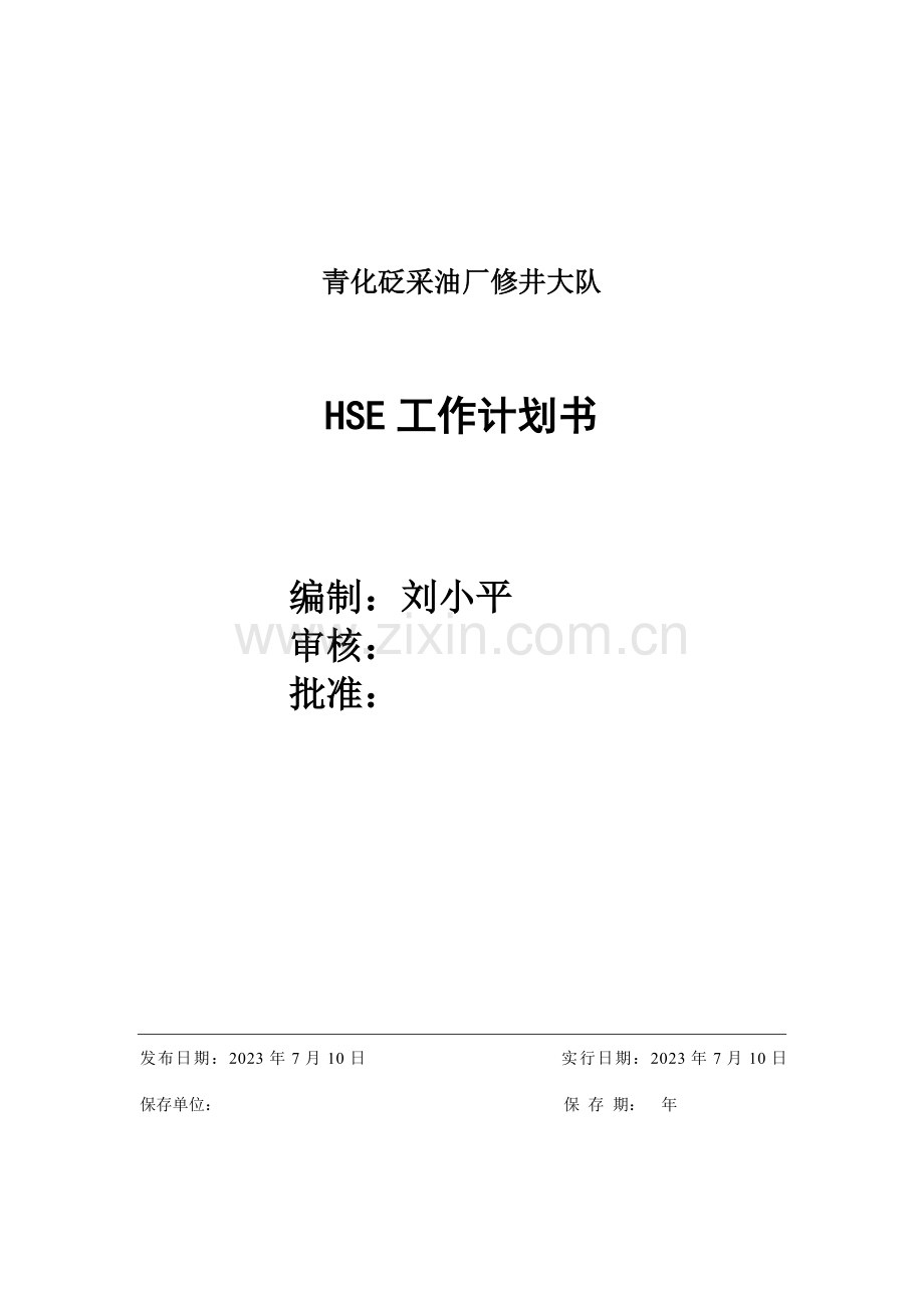 修井大队HSE工作计划书.doc_第1页
