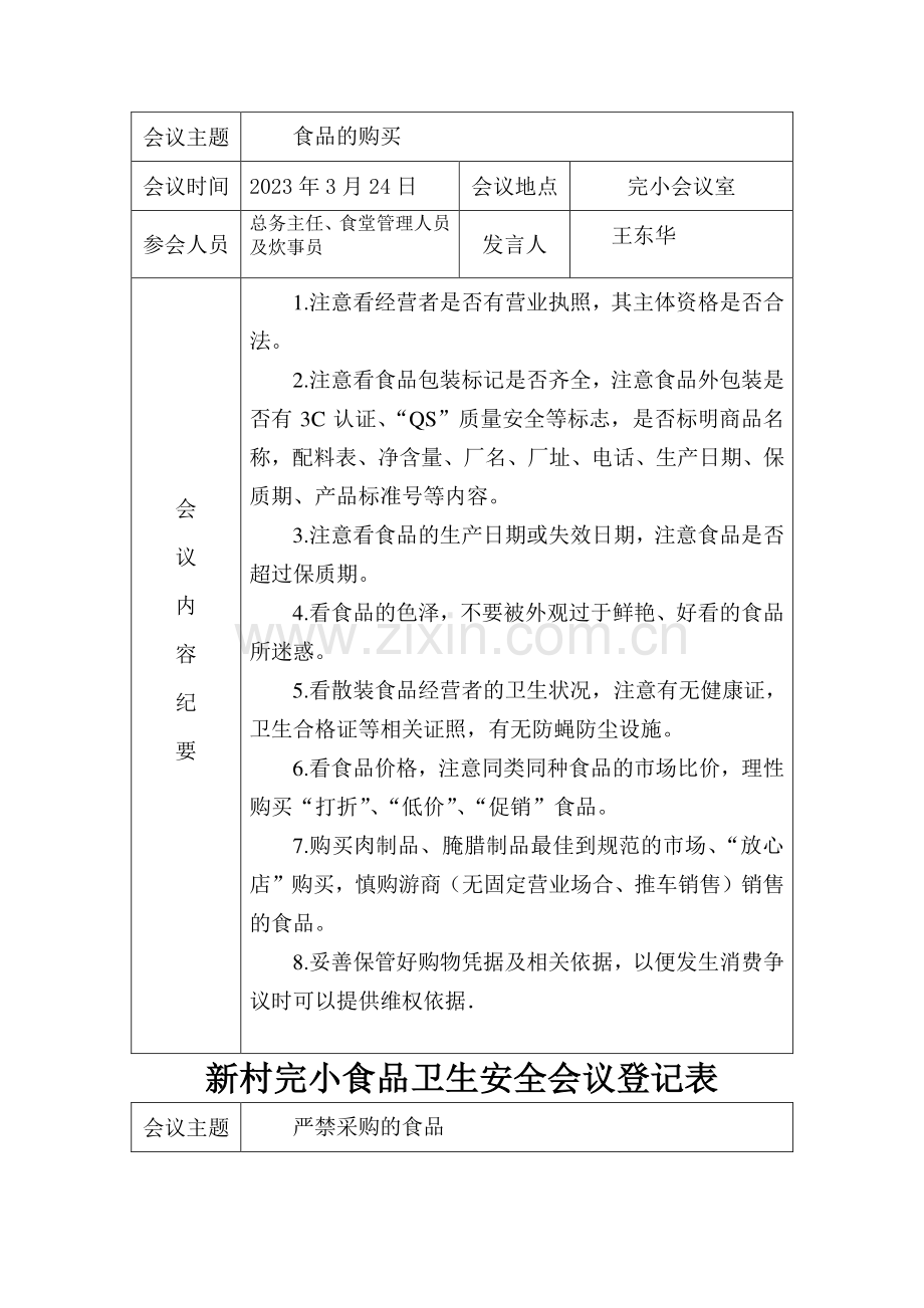 学校食品安全工作会议记录表.doc_第2页