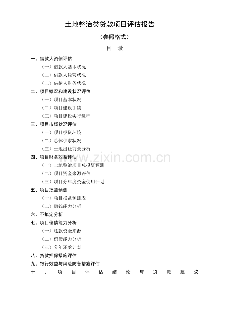 土地整治类贷款项目评估报告-银行.doc_第1页