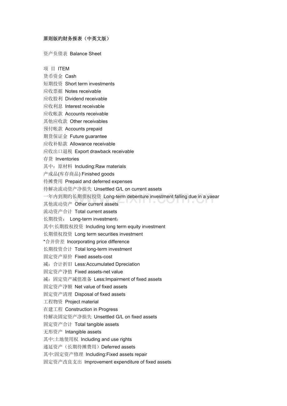财务报表中英文版.docx_第1页