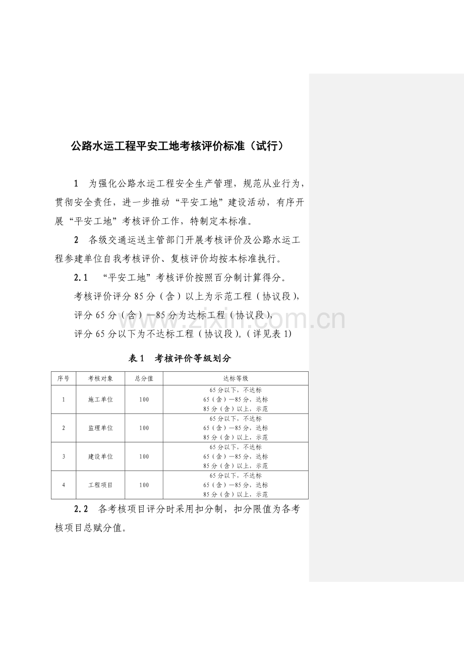 公路水运工程平安工地考核评价标准.doc_第1页