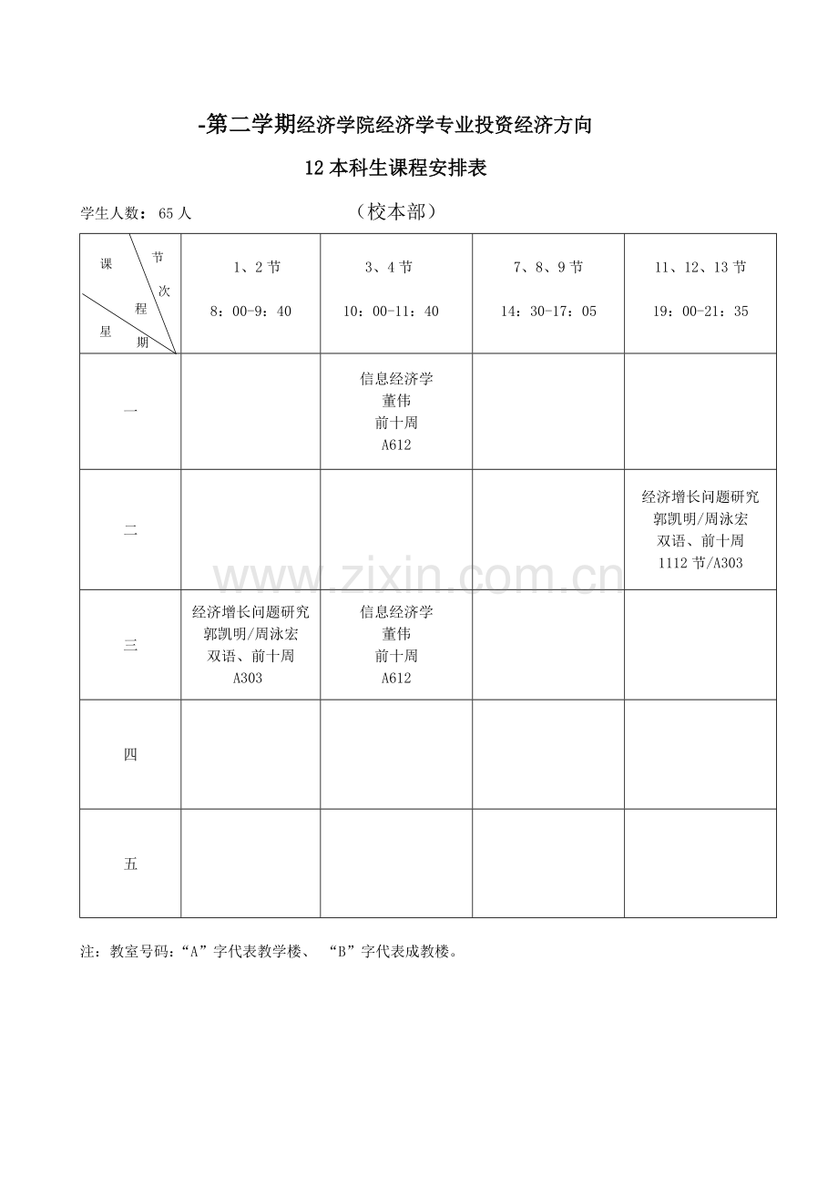 第二学期经济学院经济学专业投资经济方向.doc_第1页