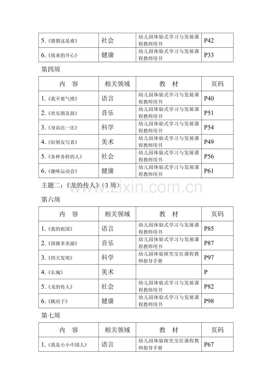 幼儿园大班上基本课程安排表.doc_第2页