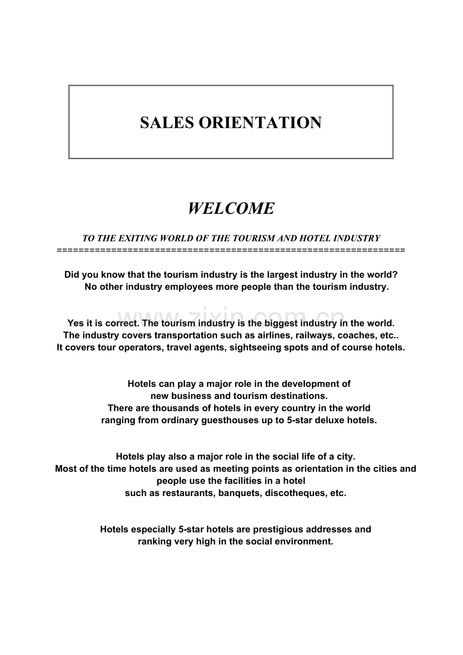 五星级酒店销售入职培训-Hotel-Sales-Orientation.doc_第1页