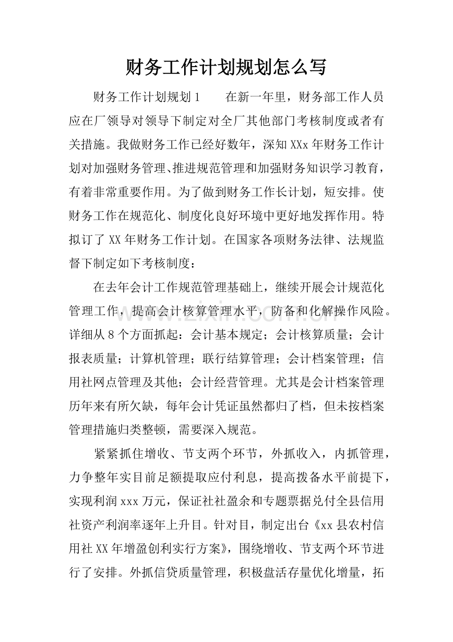 财务工作计划规划怎么写.docx_第1页