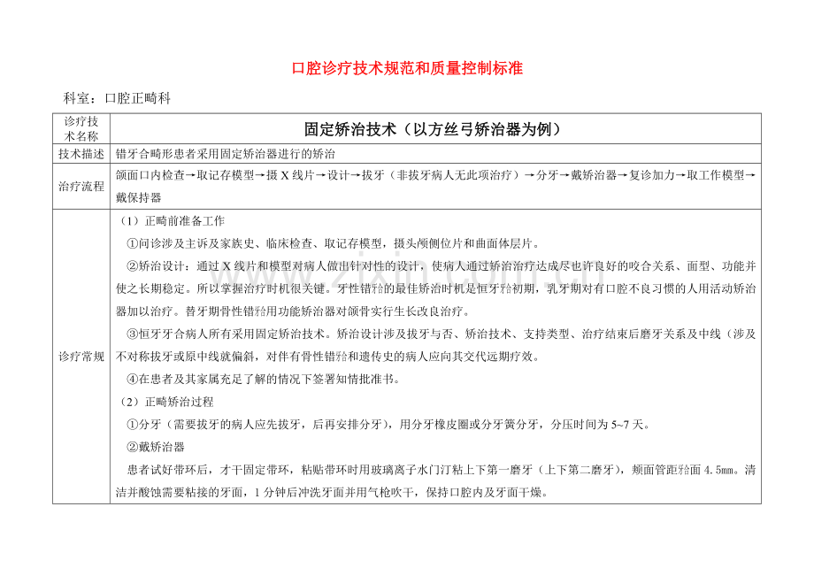 正畸口腔诊疗技术规范和质量控制标准.doc_第2页