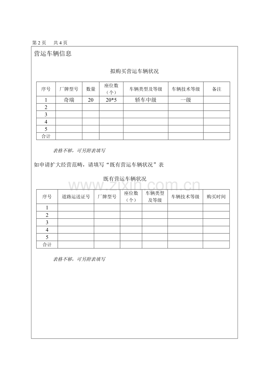 巡游出租汽车经营申请表样表.doc_第2页