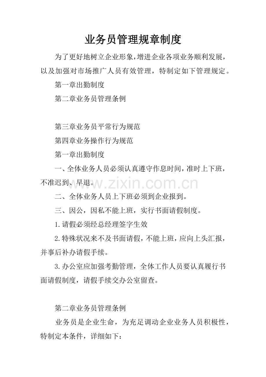 业务员管理规章制度.docx_第1页