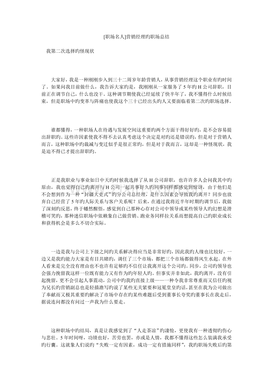 营销经理的职场总结.doc_第1页