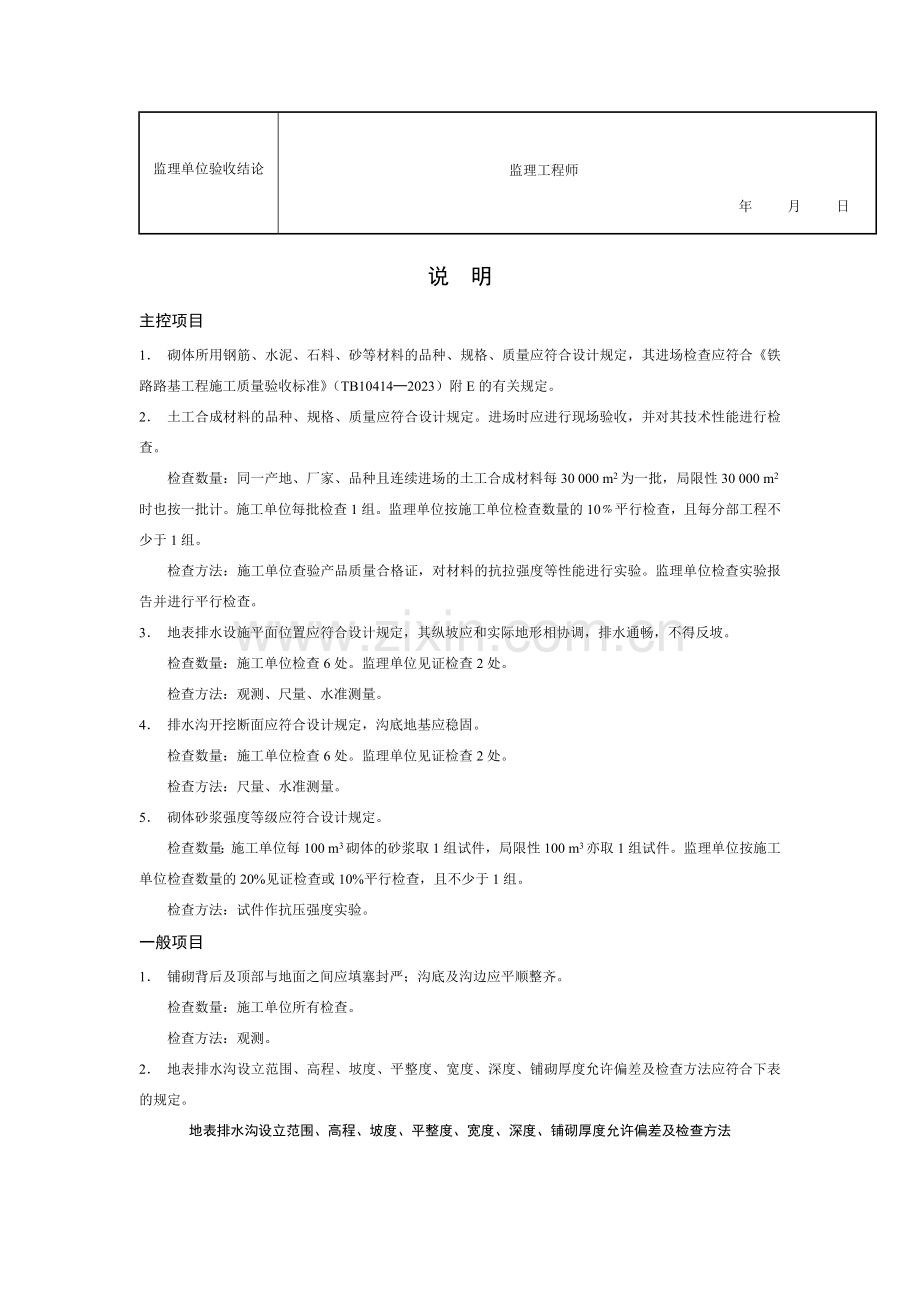 地表排水沟检验批质量验收记录表.doc_第2页