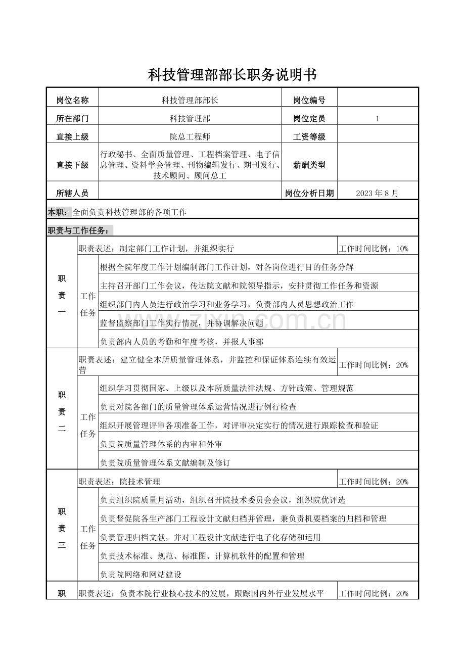 科技管理部职务说明书.doc_第1页