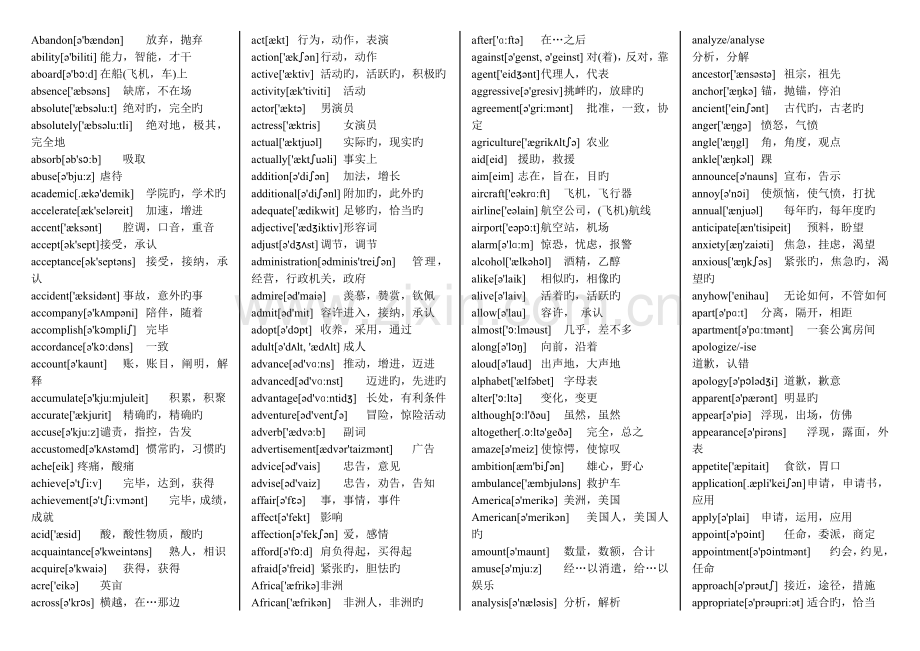 成人学位三级英语单词总汇含音标.doc_第1页