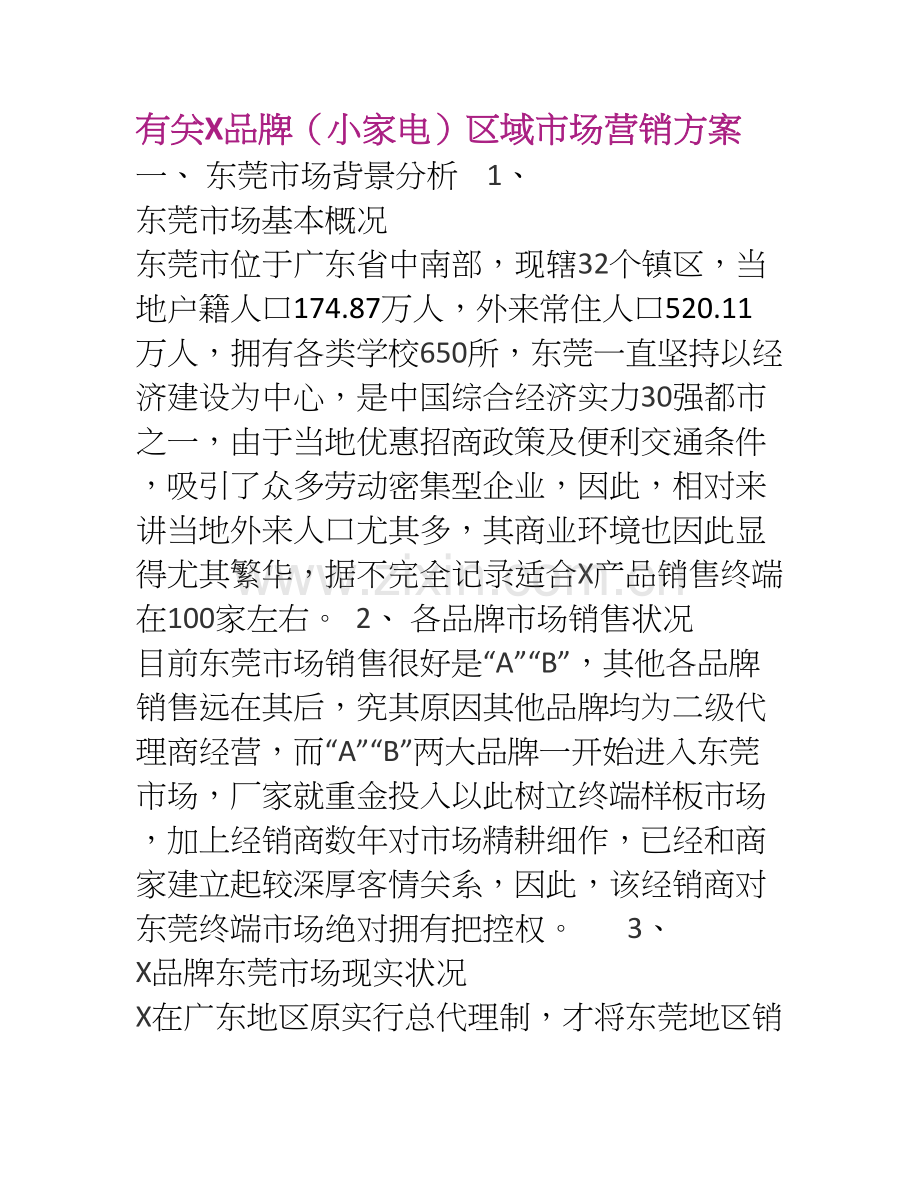 X品牌区域市场营销方案.doc_第1页