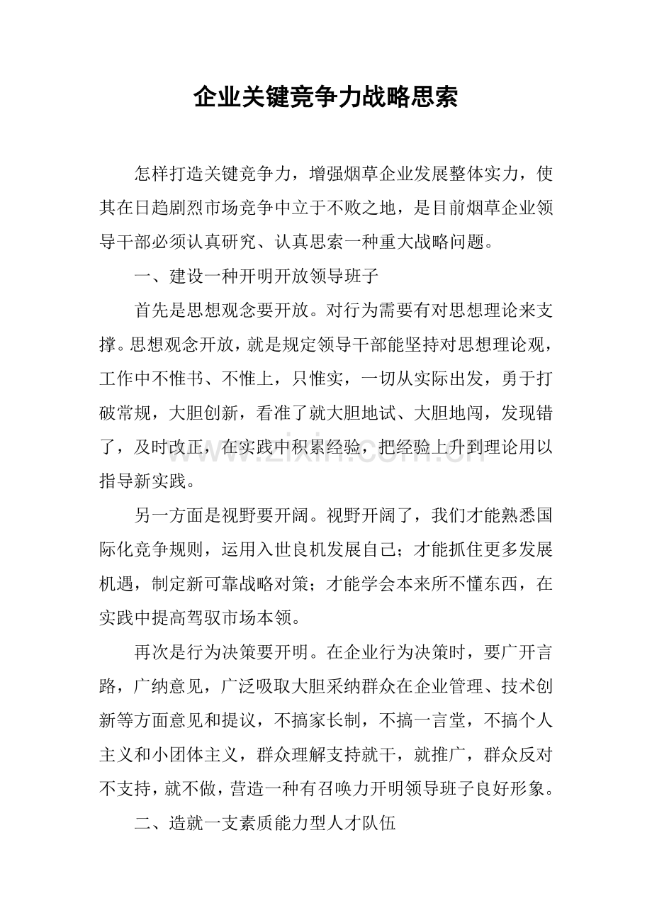 企业核心竞争力的战略思考.docx_第1页