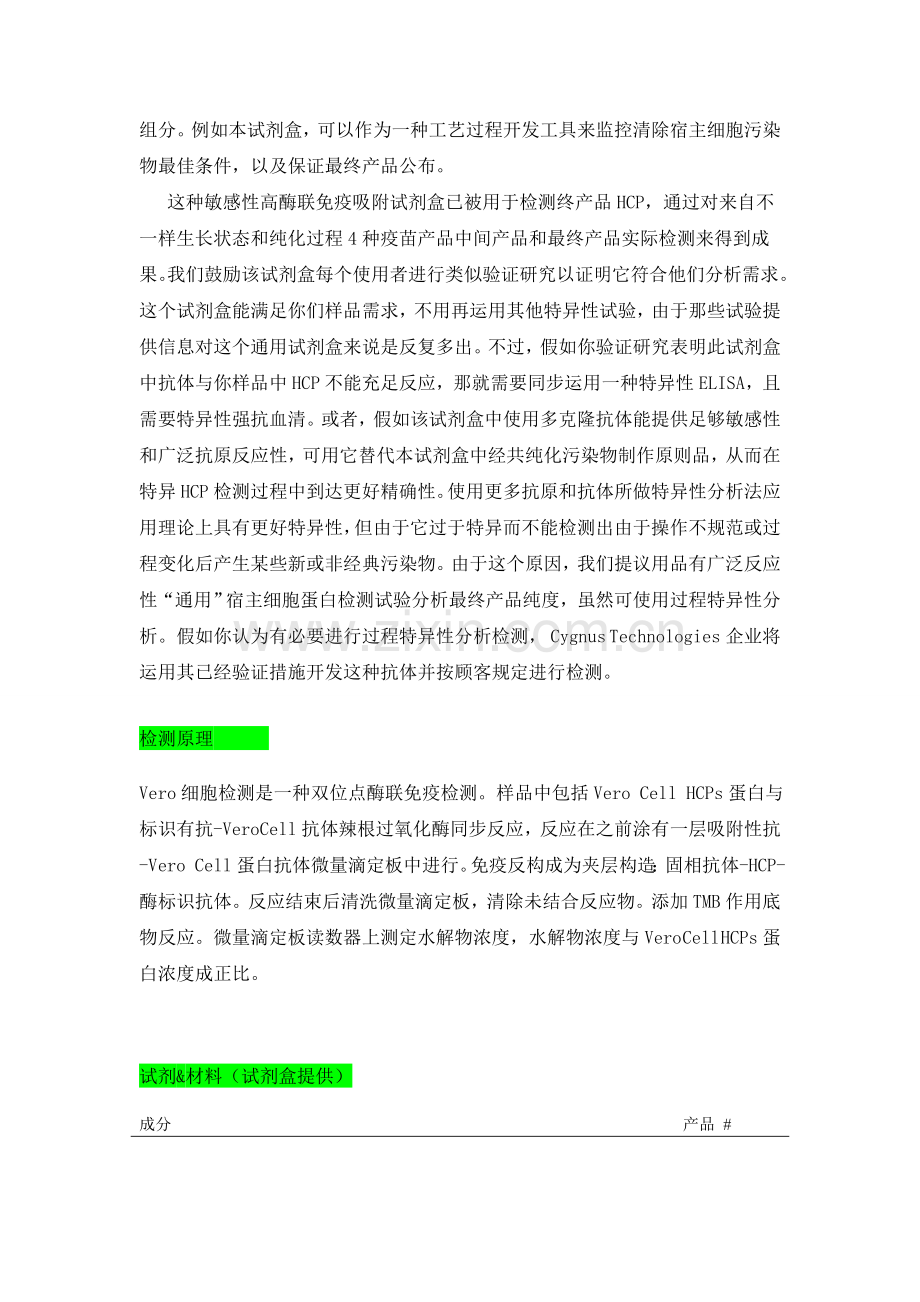 Vero细胞HCP宿主残留蛋白ELISA试剂盒说明书分析.doc_第2页