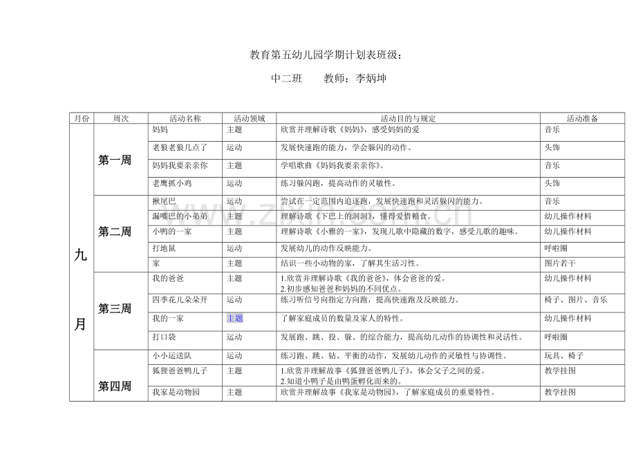 中班上学期计划表.doc_第1页