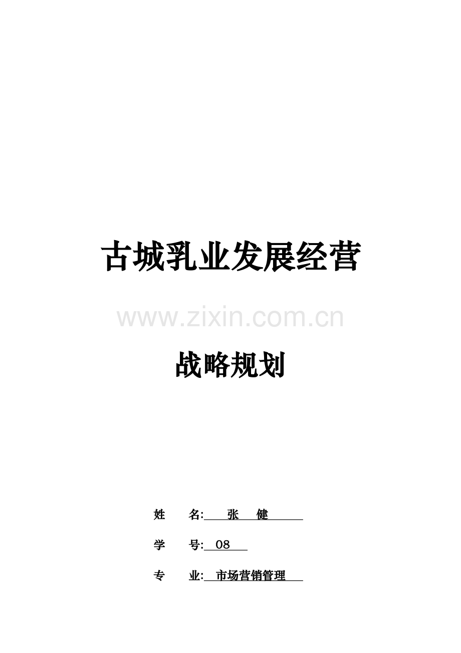 古城乳业发展经营战略规划.docx_第1页