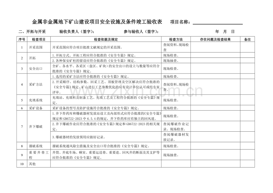 金属非金属地下矿山建设项目安全设施及条件竣工验收表.doc_第2页
