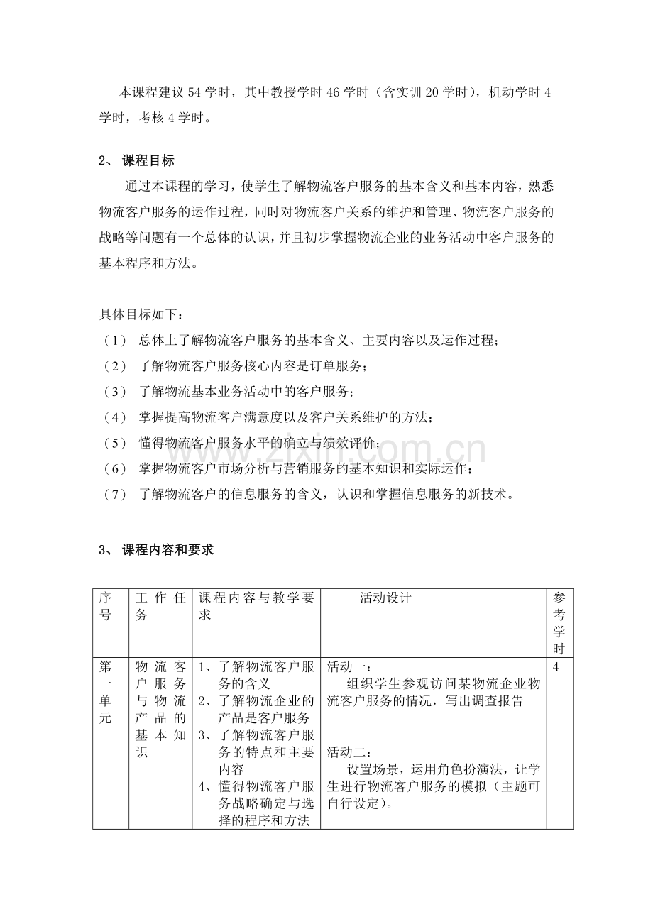 物流客户服务课程标准.doc_第2页