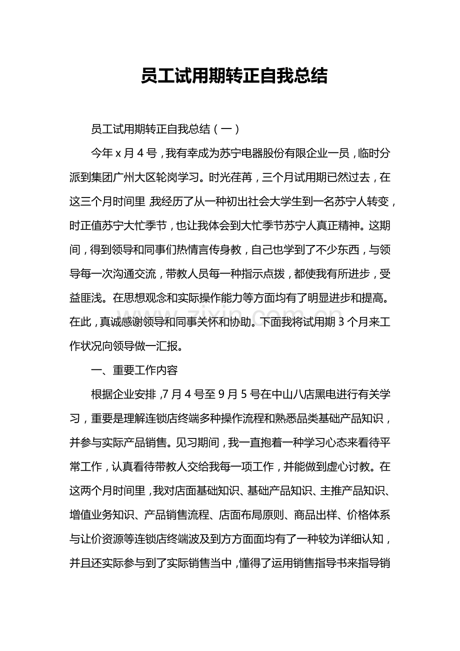 员工试用期转正自我总结.doc_第1页