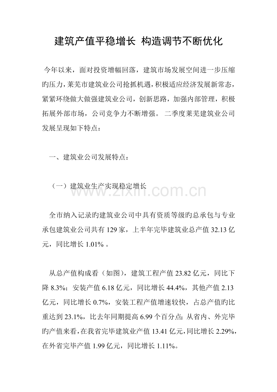 建筑产值平稳增长-结构调整不断优化.doc_第1页