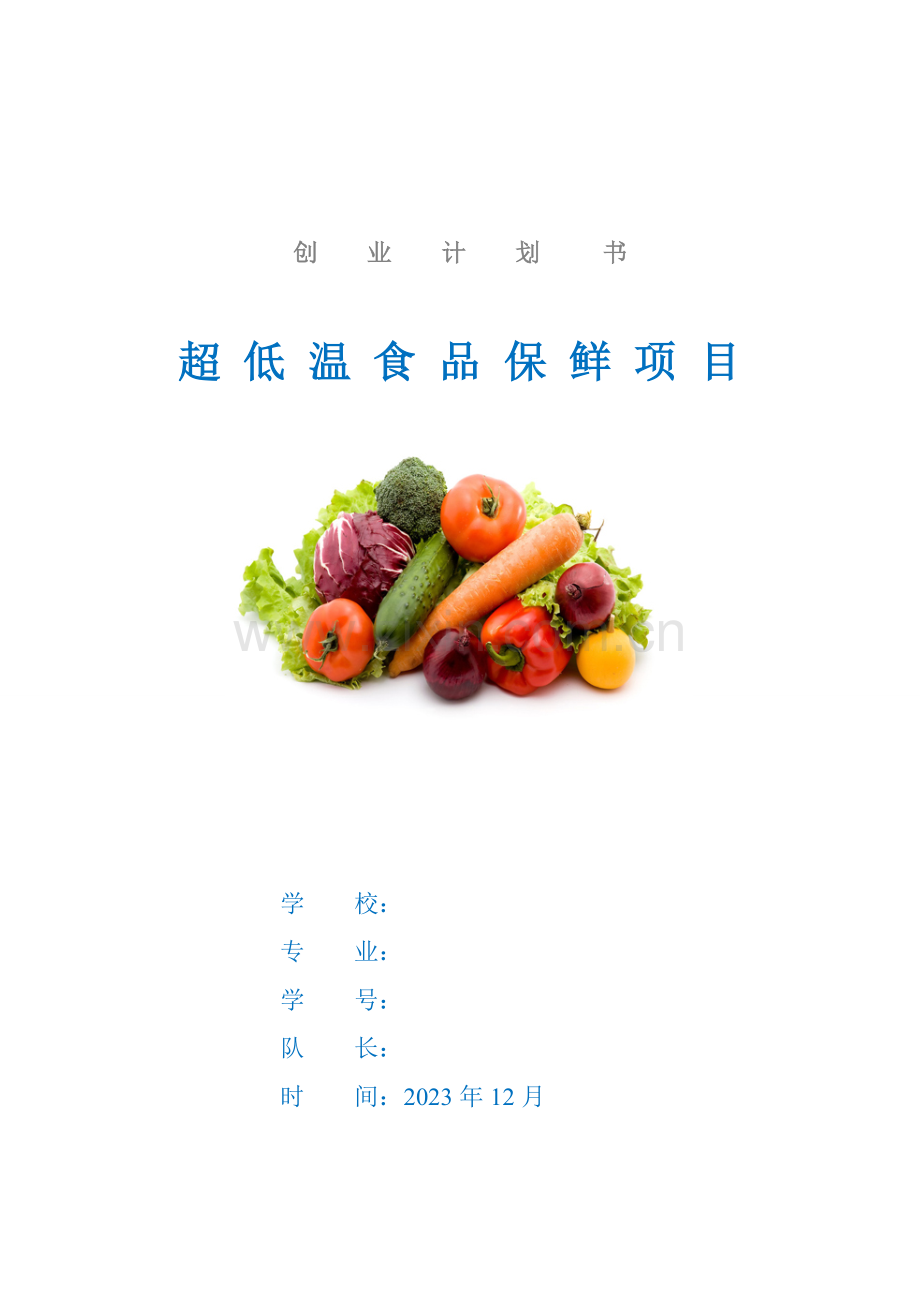 超低温食品保鲜项目创业商业计划书.doc_第1页
