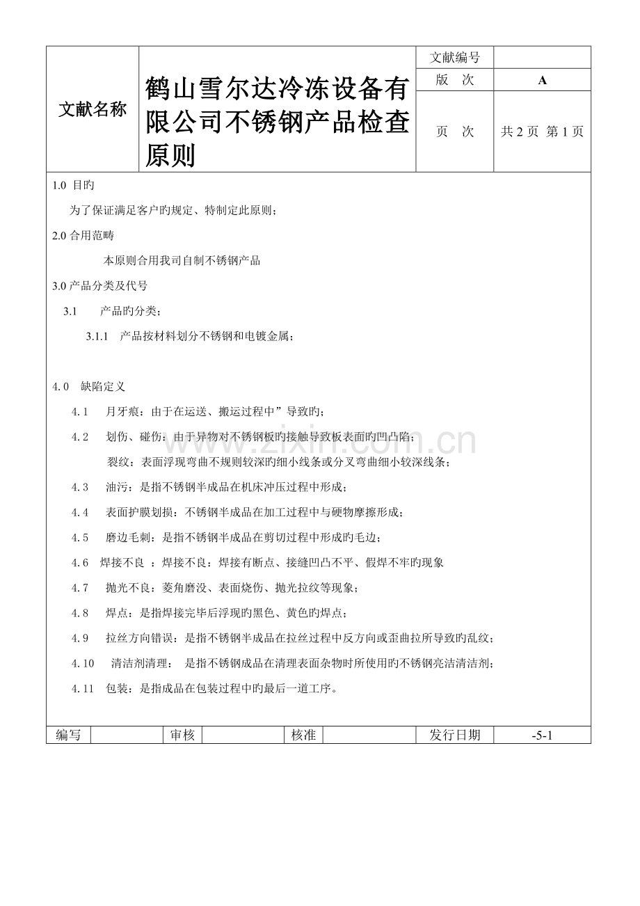 不锈钢产品检验标准.doc_第1页